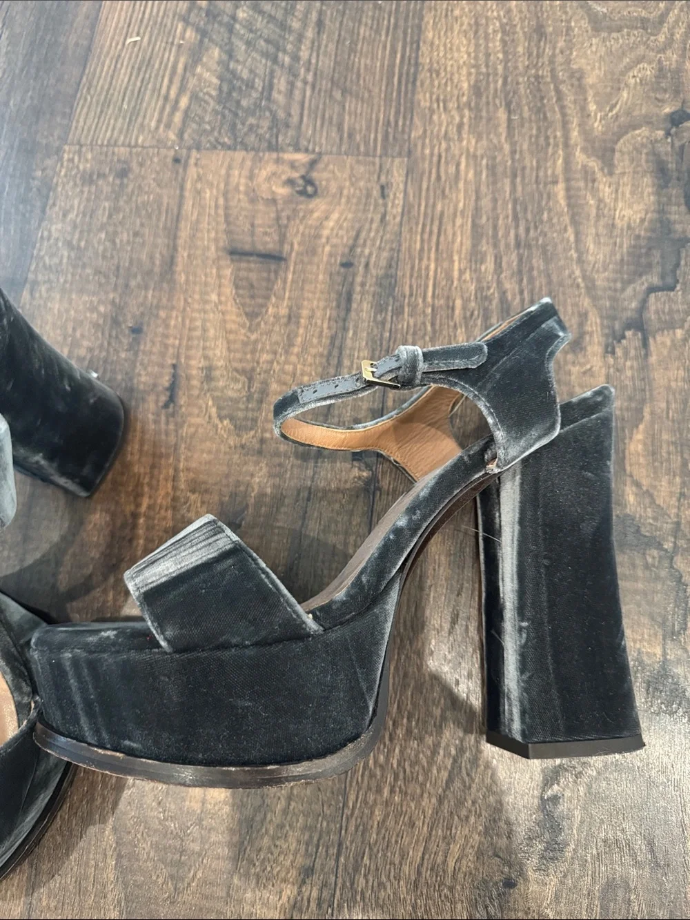 Laurence Dacade Gray Velvet Platform Sandals